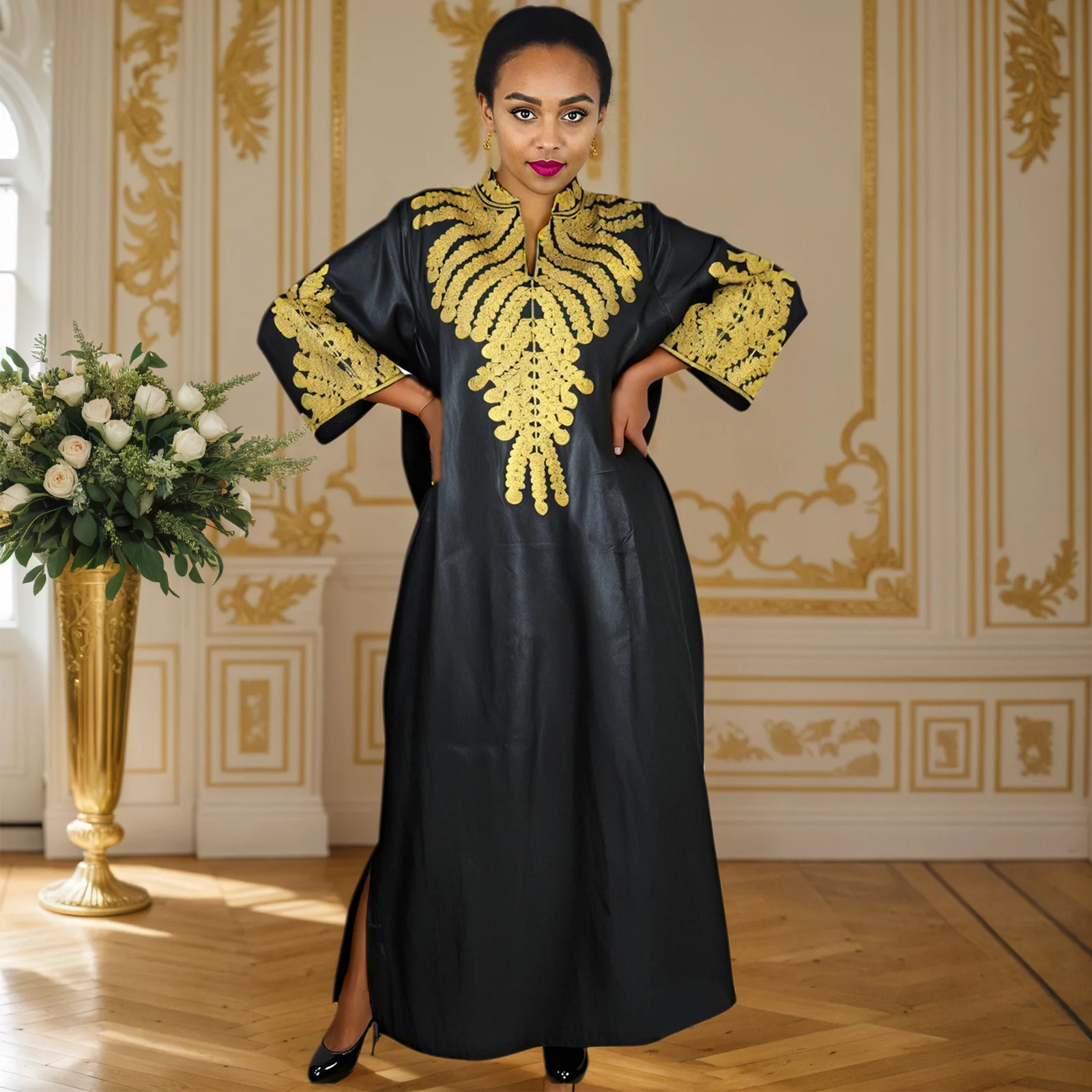 

Африканский наряд для женщин, Абая, вышивка, элегантное вечернее церковное платье больших размеров