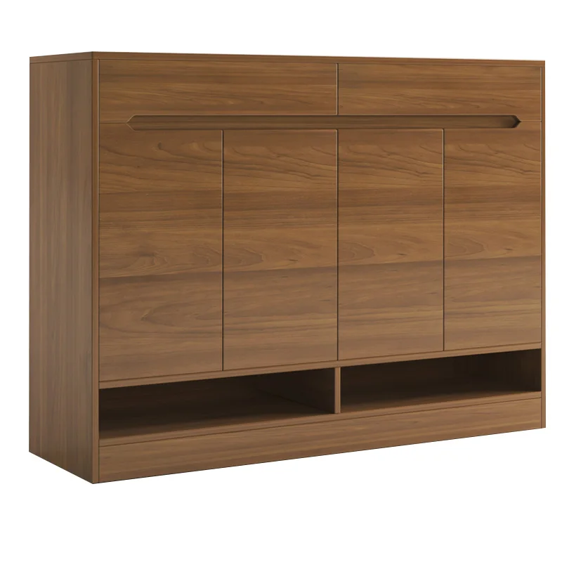 

Solid wood color Chinese household door, new wall-to-wall entrance integrated dust-proof balcony shoe cabinet