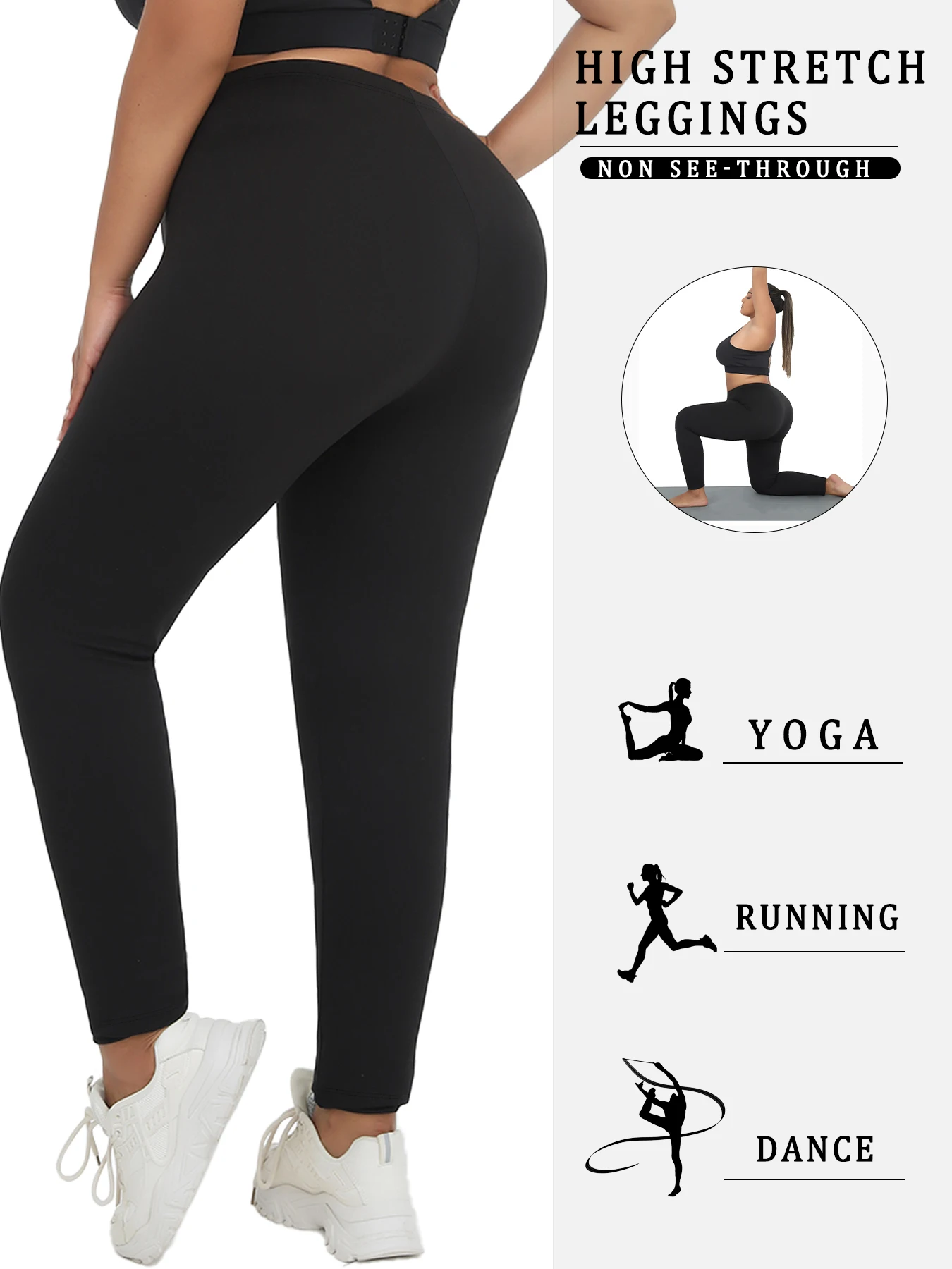 Plus Size Women's Low Rise Stretchy Leggings - Super Soft High Elastic Tights for Running Workout Training and Daily Life