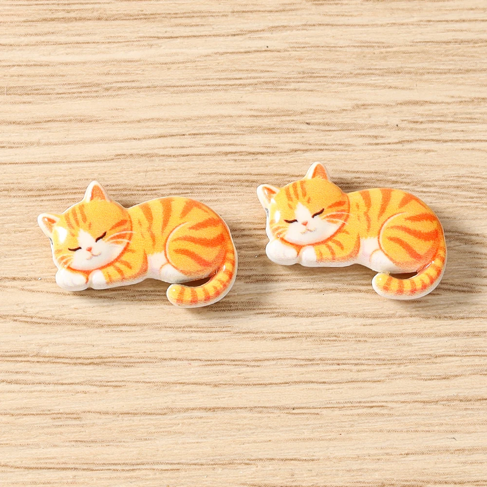 Tusember 5 Stück 15*19mm Niedliche Kawaii Keramik-Katzen-Anhänger Perlen für Schmuckherstellung Armbänder Halsketten DIY Mädchen Geschenke – Detail 23