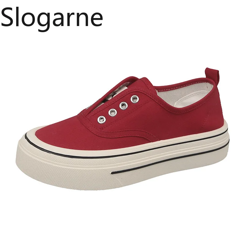 Students High Sole Canvas Shoes Women 4CM Thick Sole Casual Sneakers Girl Invisible Height Increased Platform Casual Sport Shoes