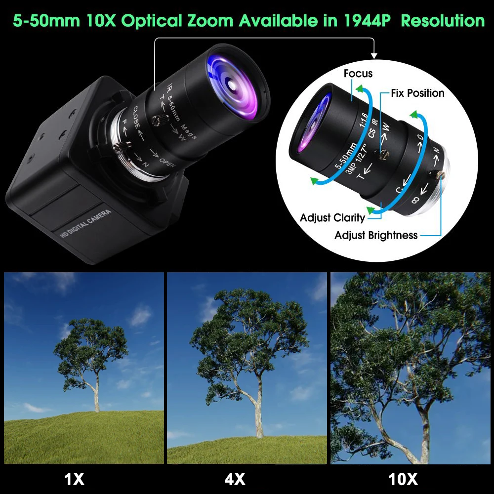 SVPRO 5MP USB Webcam com CS Lente Varifocal Zoom Óptico Câmera Industrial Plug and Play para Windows Linux MacOS