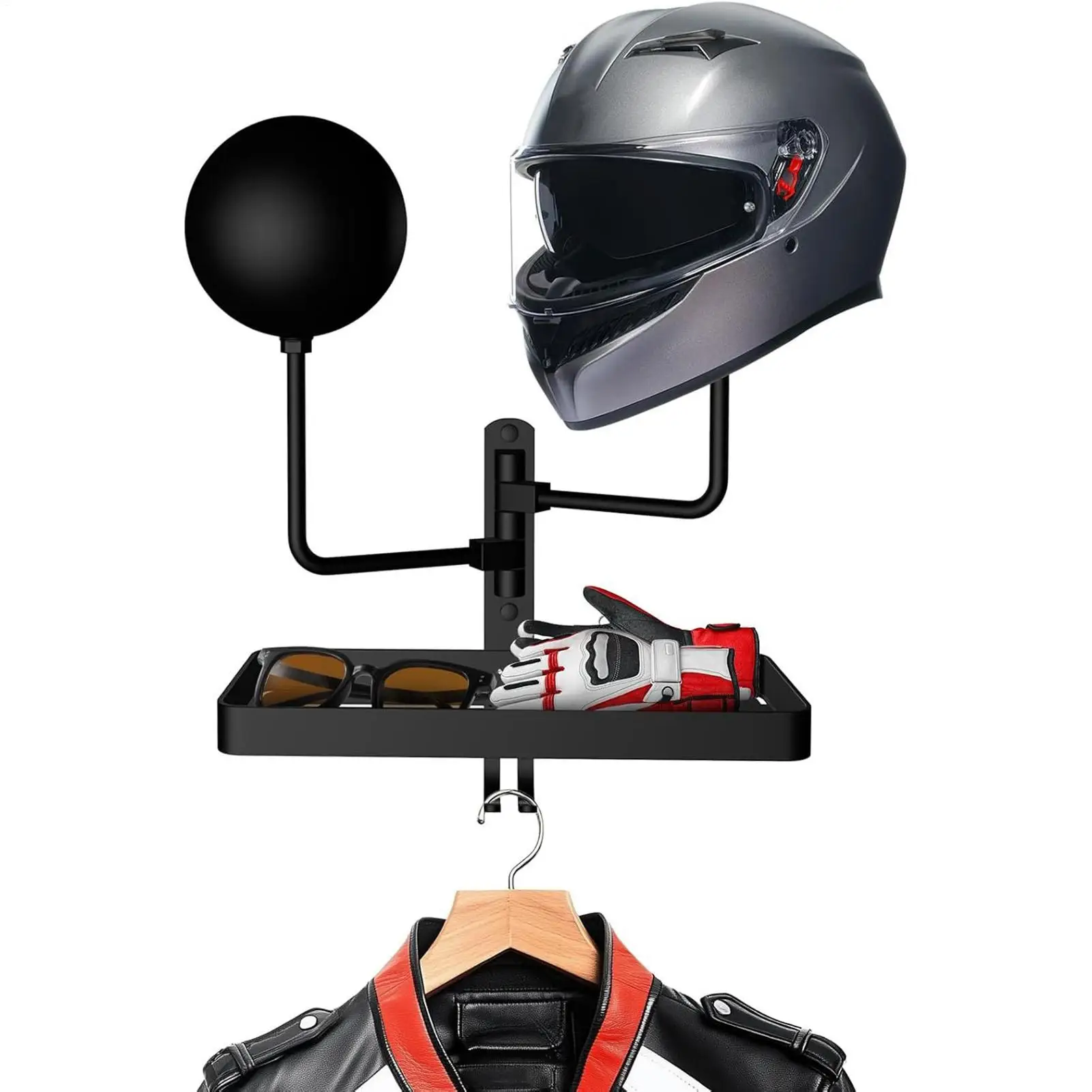 

Helmet Wall Mount Heavy Duty Metal Helmet Holder Garage Storage System Hooks for Garage Bike Storage Riding Gear Display Case