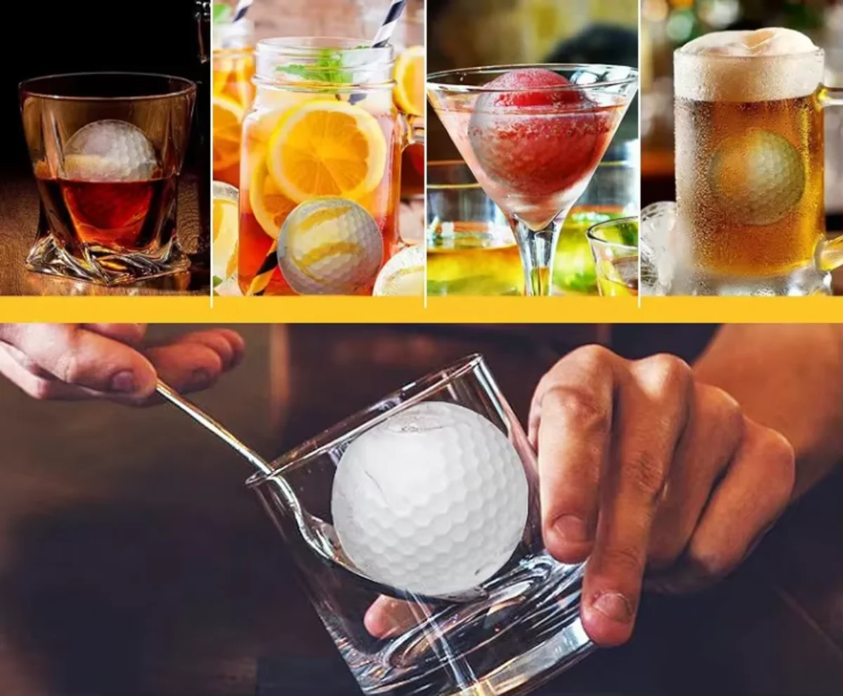 1 قطعة جولف سيليكون كرة الثلج قالب دائري ويسكي خاص جولف قالب الثلج أدوات مطبخ قابلة لإعادة الاستخدام ويسكي قالب الثلج الكرة قوالب الثلج #5