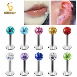 4-12mm 16G Titanium Labret Lip Ring Ear Piercing Jewelry Cartilage Helix Tragus Lobe Stud Earring Colorful Waterproof Resin Bead