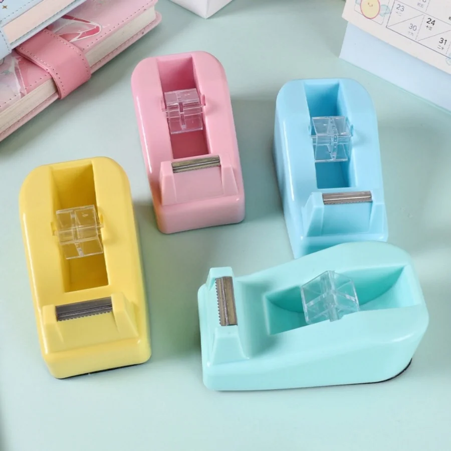Portable Macaron Tape Holder Cutter, Lightweight Small Tape Dispenser for Student Handcraft Office Packing Supplies