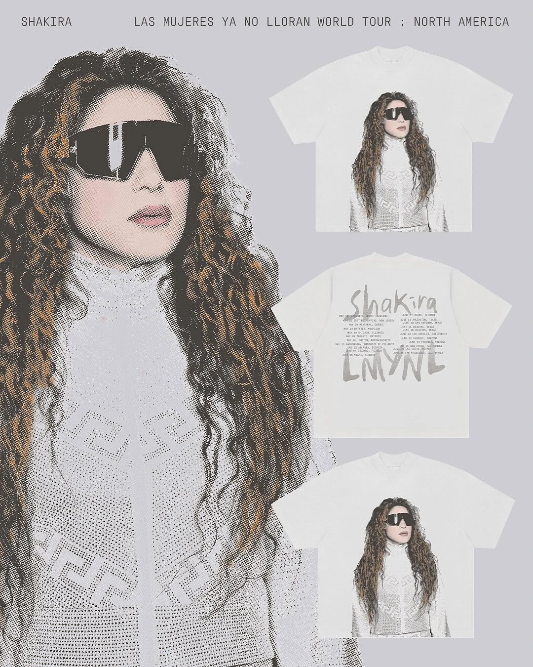 Vintage Cotton Shakira LMYNL Las Mujeres Ya No Lloran 2026 World Tour T-shirt Men Women High Quality Fashion Oversized T Shirt
