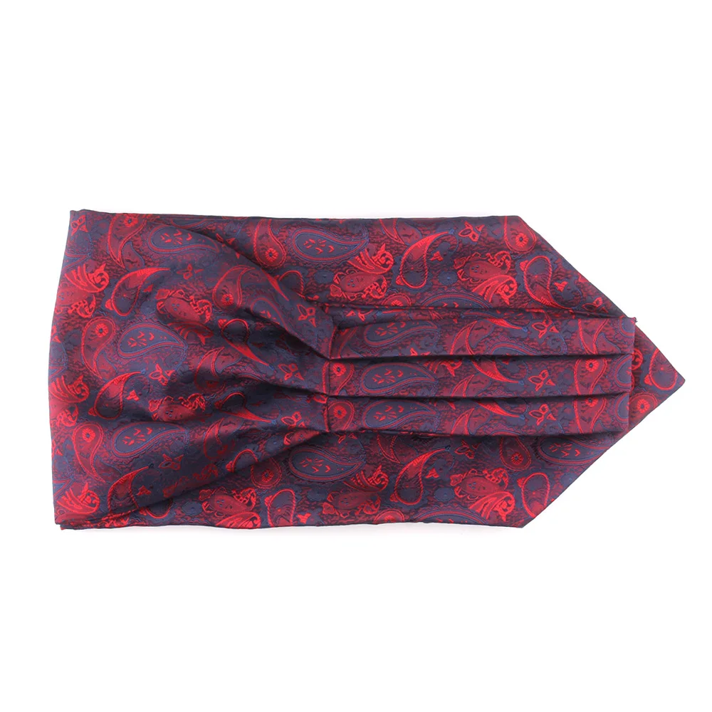 Cravate à motif rouge pour hommes, cravate de mariage formelle de luxe, en Polyester doux Paisley, Scrunch, pour homme britannique