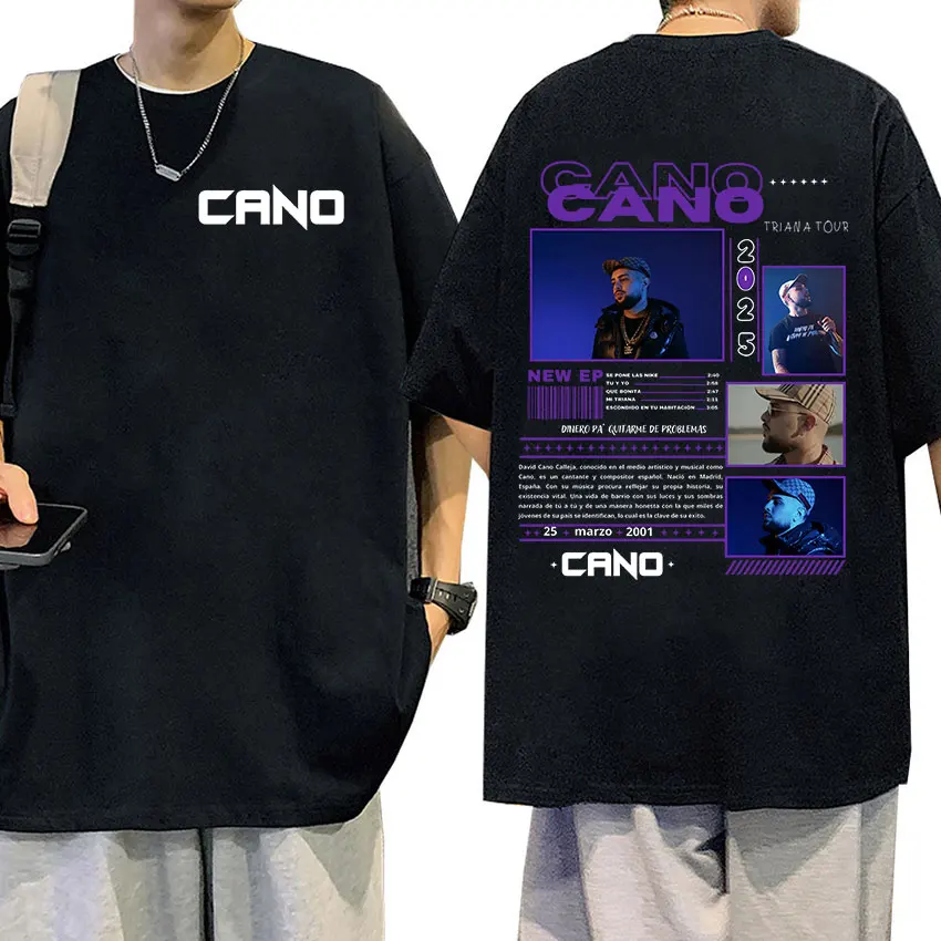 Rapper Cano Triana Tour 2025 New T Shirt Men's Vintage High Quality Fashion T-Shirts Hip Hop Oversized Cotton T-Shirt Streetwear