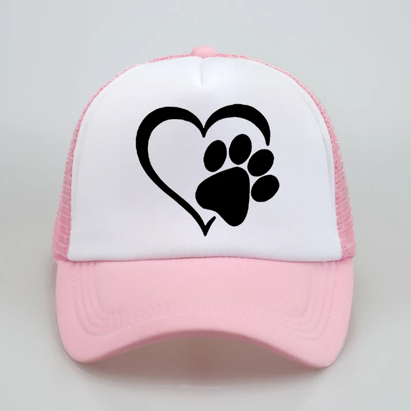 

fashion love heart cat paw Print Women Baseball Cap Cotton Casual Funny cap Women Men Hip Hop Snapback Caps