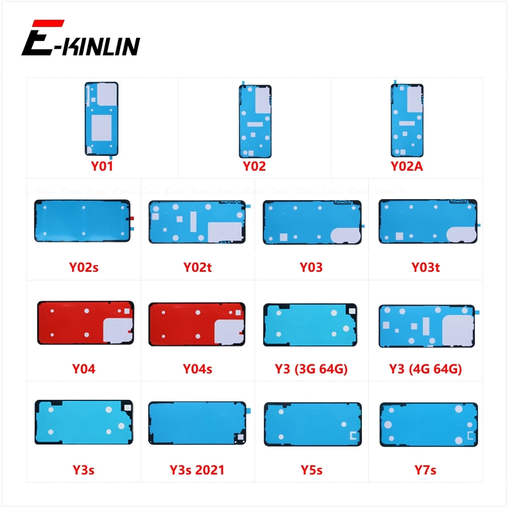 Rear Sticker Back Cover Adhesive Rear Door Glue Tape Parts For Vivo Y01 Y02 Y02A Y02s Y02t Y03 Y03t Y04 Y04s Y3 Y3s Y5s Y7s
