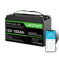 LANPWR 12V 100Ah LiFePO4 Battery with Bluetooth Power Supply 1280Wh Energy with 4000+ Cycles For RV Camping Trolling Motor Power