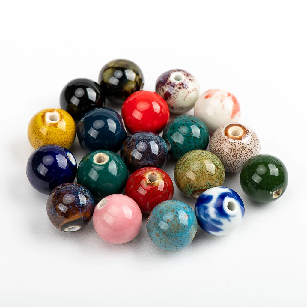 18# 10pcs Big Colorful Ceramic Beads  DIY Big Size Bead 18mm Wholesale #A126A