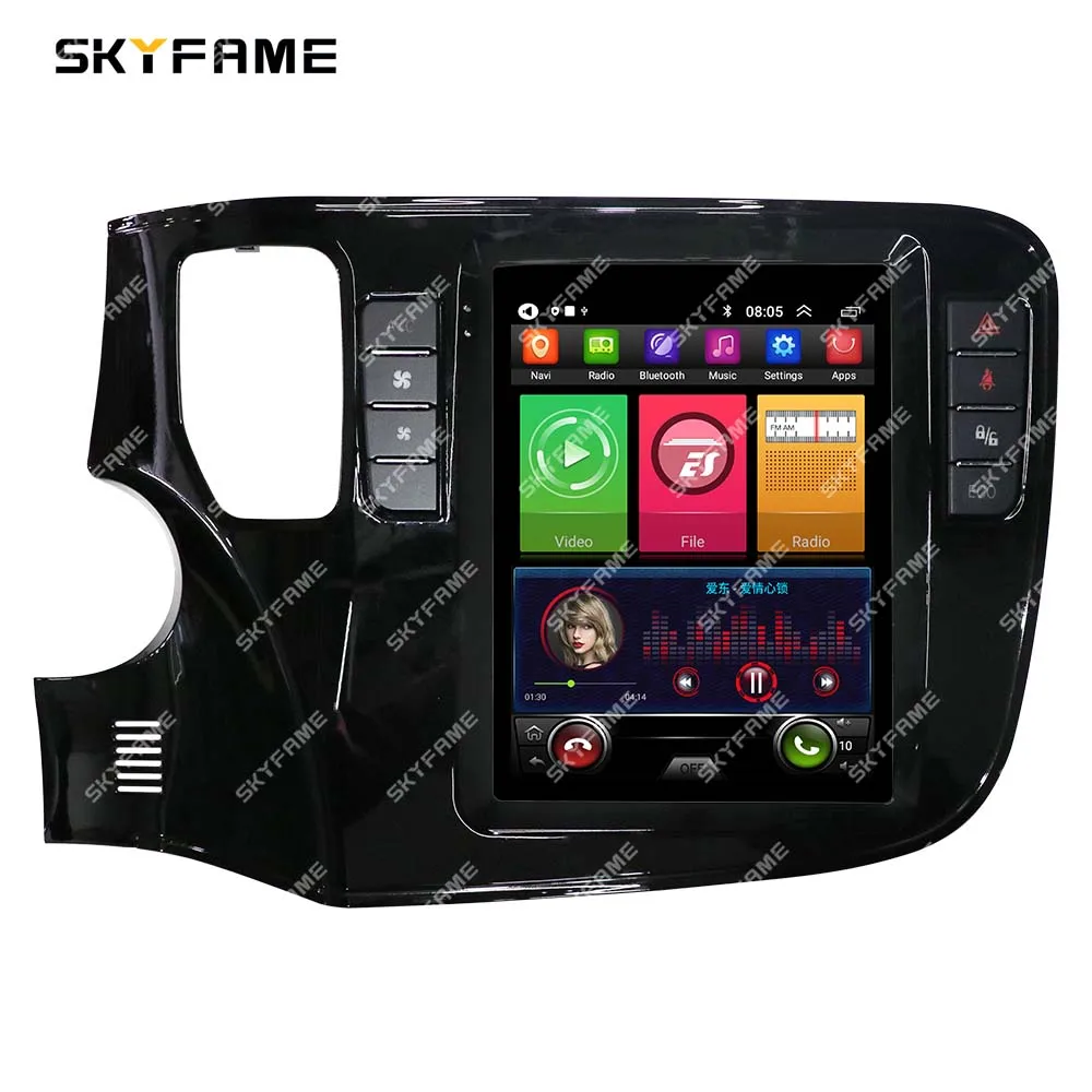 SKYFAME-Adaptador de Fascia para marco de coche, Kit de Panel de montaje para tablero de Radio Android para Mitsubishi Outlander 3