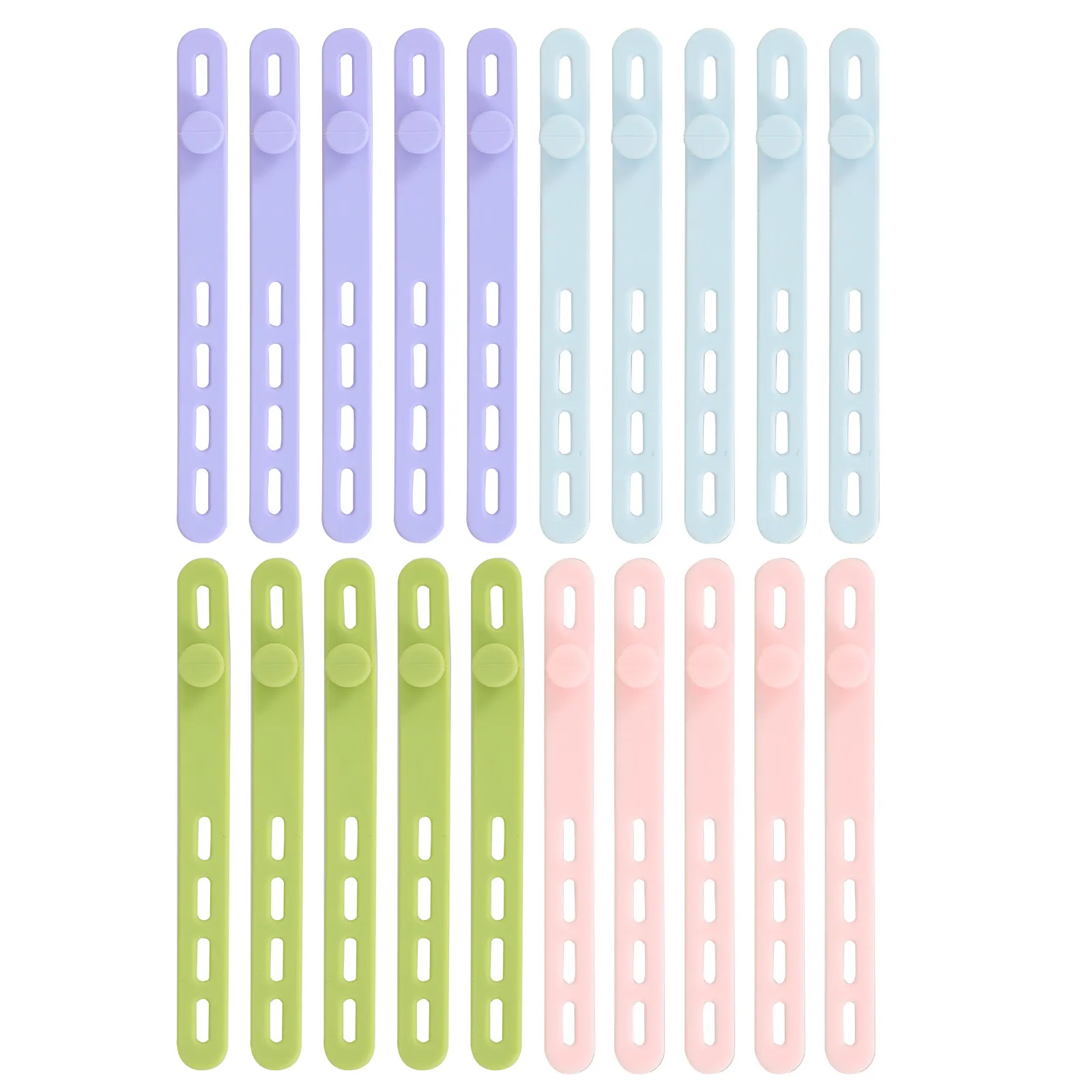 20Pcs Silicone Cable Straps Smooth Non-Slip Reusable Cord Organizer for Desk Cable Management Home Office Trip Wire Bundling
