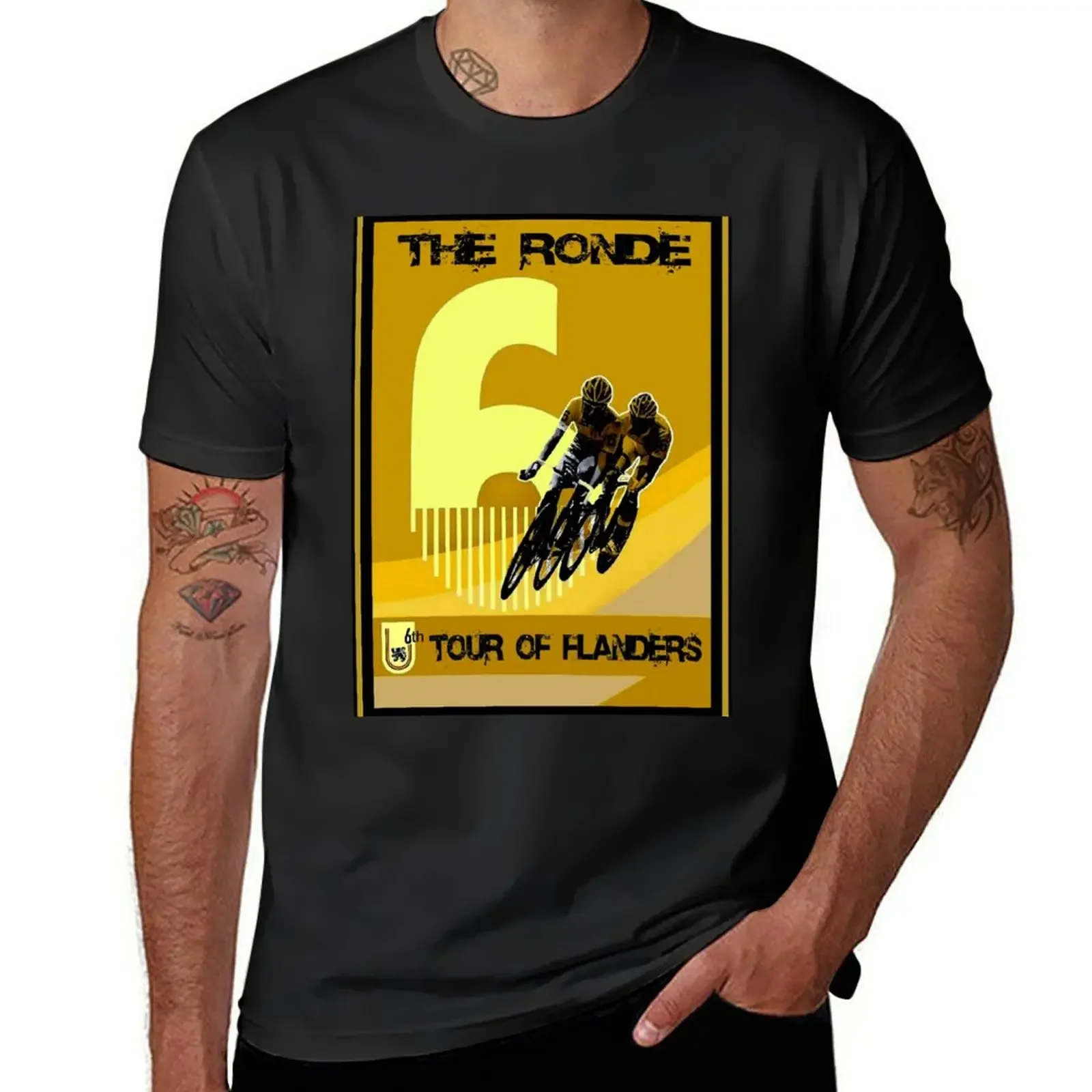 RONDE : Tour of Flanders Bike Racing Advertising Print T-Shirt basketball graphic tees graphics T-shirt men