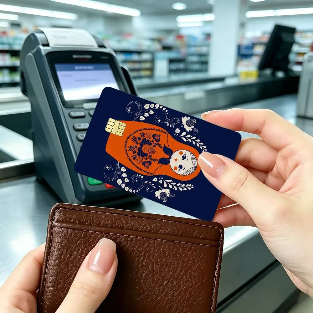Cute R-Russian Doll Matryoshka  Credit Card HD Stickers Small Chip Waterproof Sticker Game Card Decal Gift