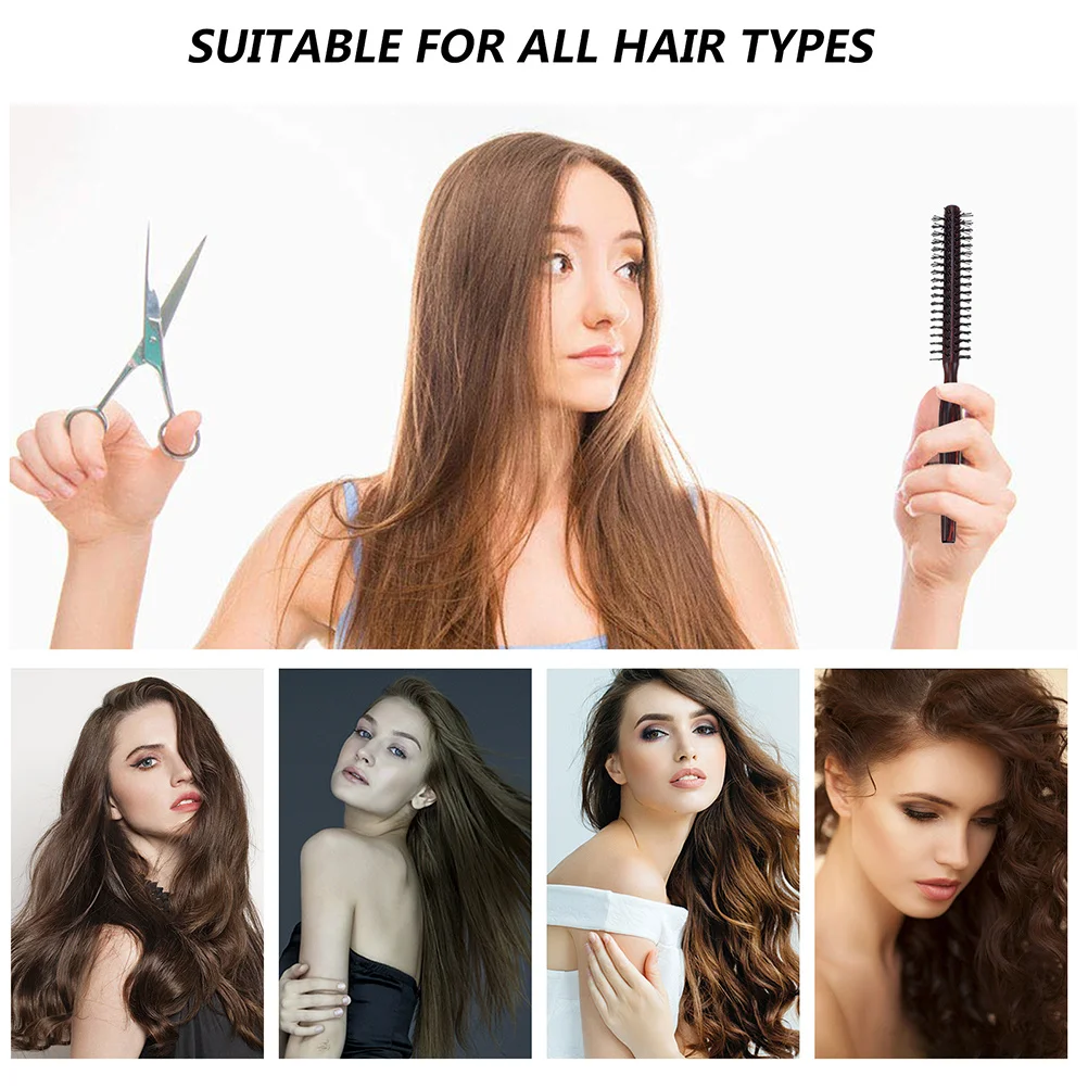 

2pcs Natural Pear Wood Round Hair Brush Vented For Blow Drying Styling Curling Scalp Massage Wood Handle Comb Frizz Control