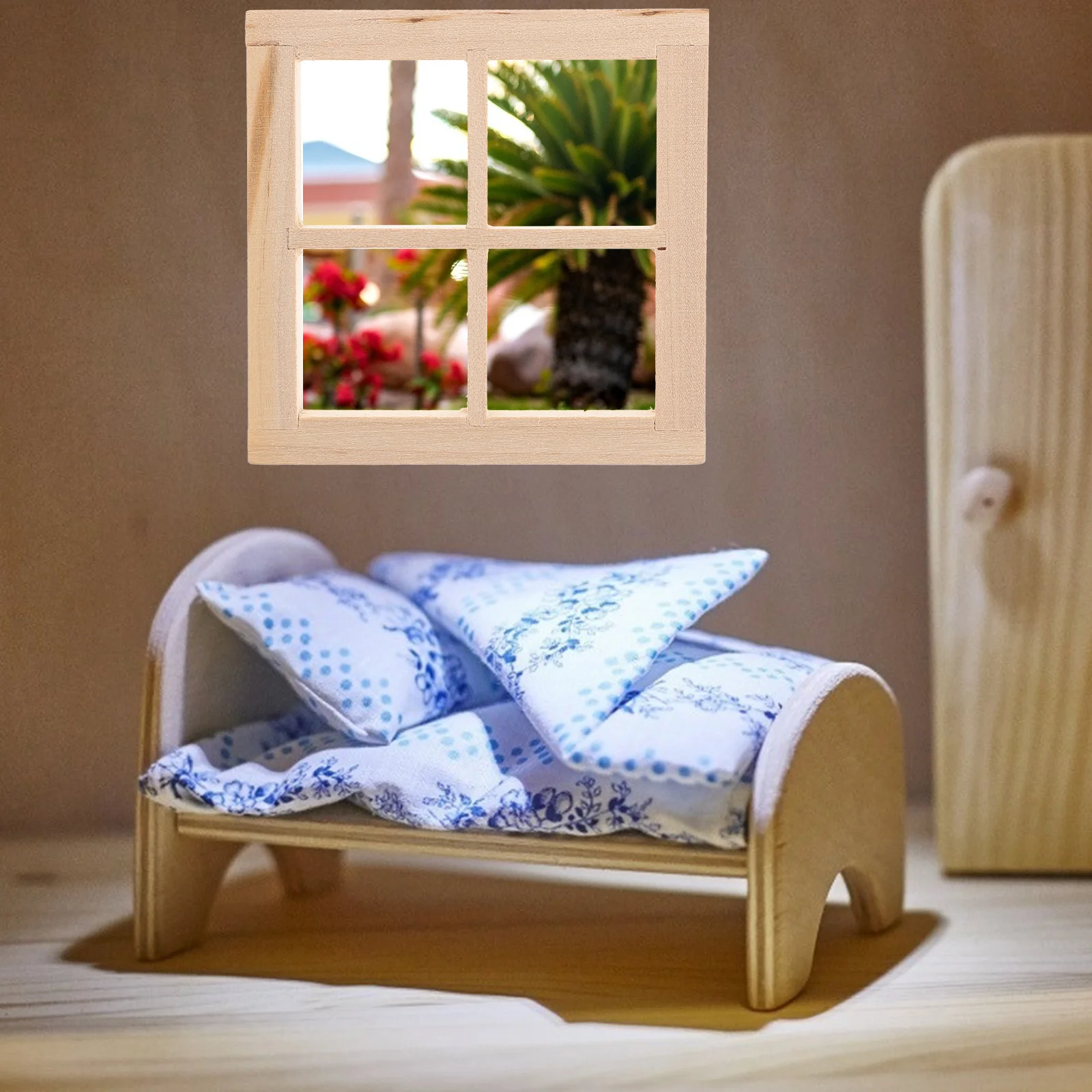 Puertas y ventanas para casa de muñecas, juguete para juego de imitación, muebles en miniatura, modelo de madera, juguetes para niños 1:12, adorno para el hogar, decoración para habitación