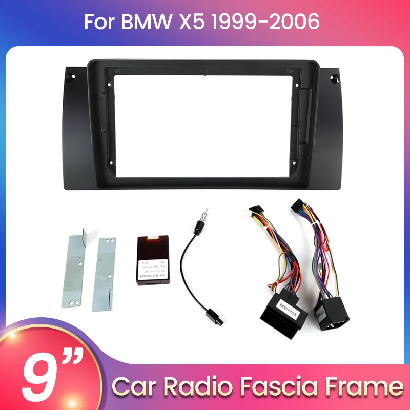 Car Radio Multimedia Navigation Fascia Frame Adapter for BMW 5 Series E38 E39 E53 X5 Dash Fitting Panel Canbus Box Decoder Kit