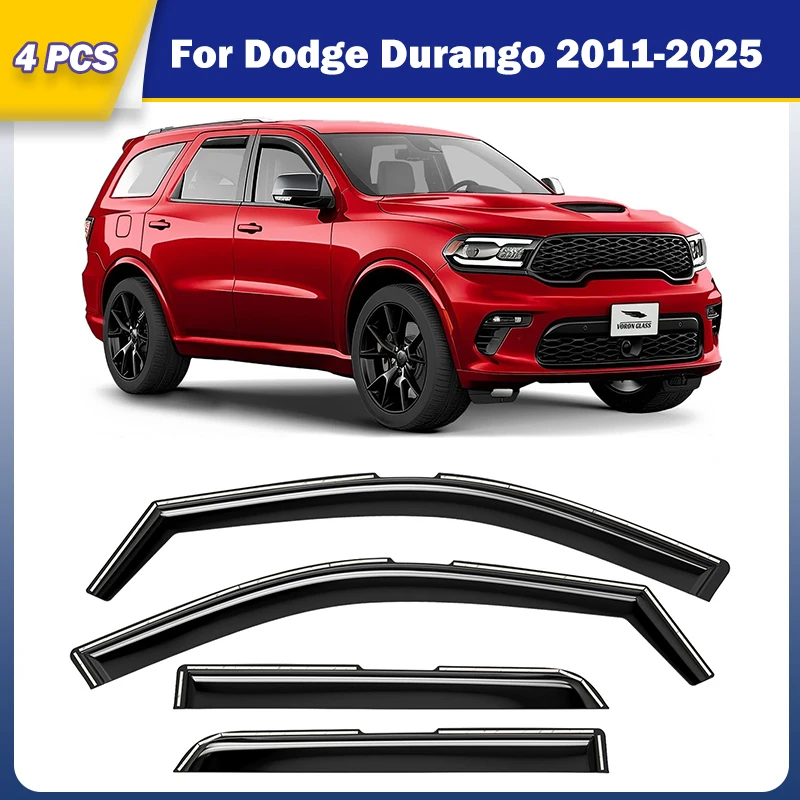 

4Pcs Side Window Deflectors for Dodge Durango 2011-2025 Rain Guards Deflector Set All Weather Automotive Accessories Replacement