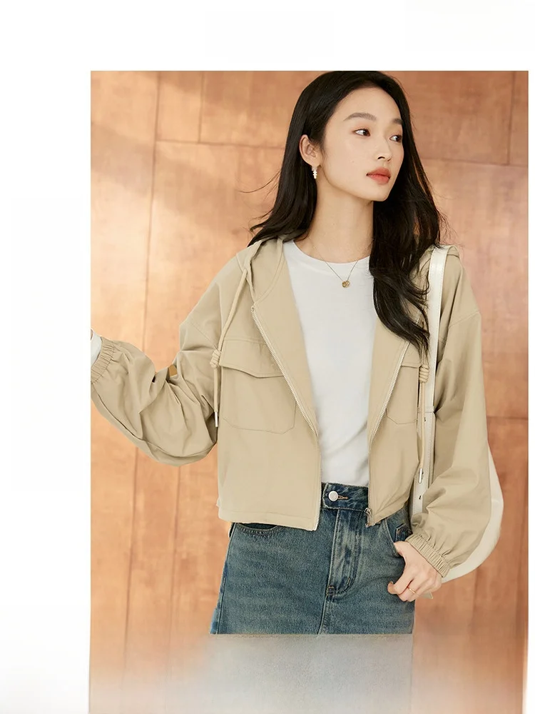 

Women's ort Hooded Open Cardigan Jaet Vest Top Length Regular Zipper Closure Long Sve Nylon Spandex Workwear Sle