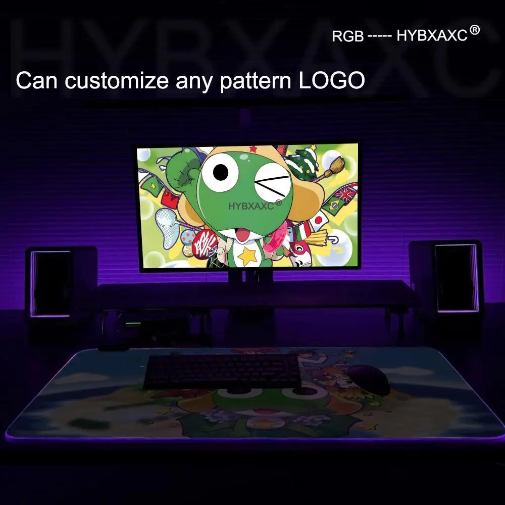 Anime Keroro Gunsou Frog Mouse Pad RGB Gaming Mouse Pad Desk Mat HD Gamer Large LED Light XXL MousePads PC Computer Carpet