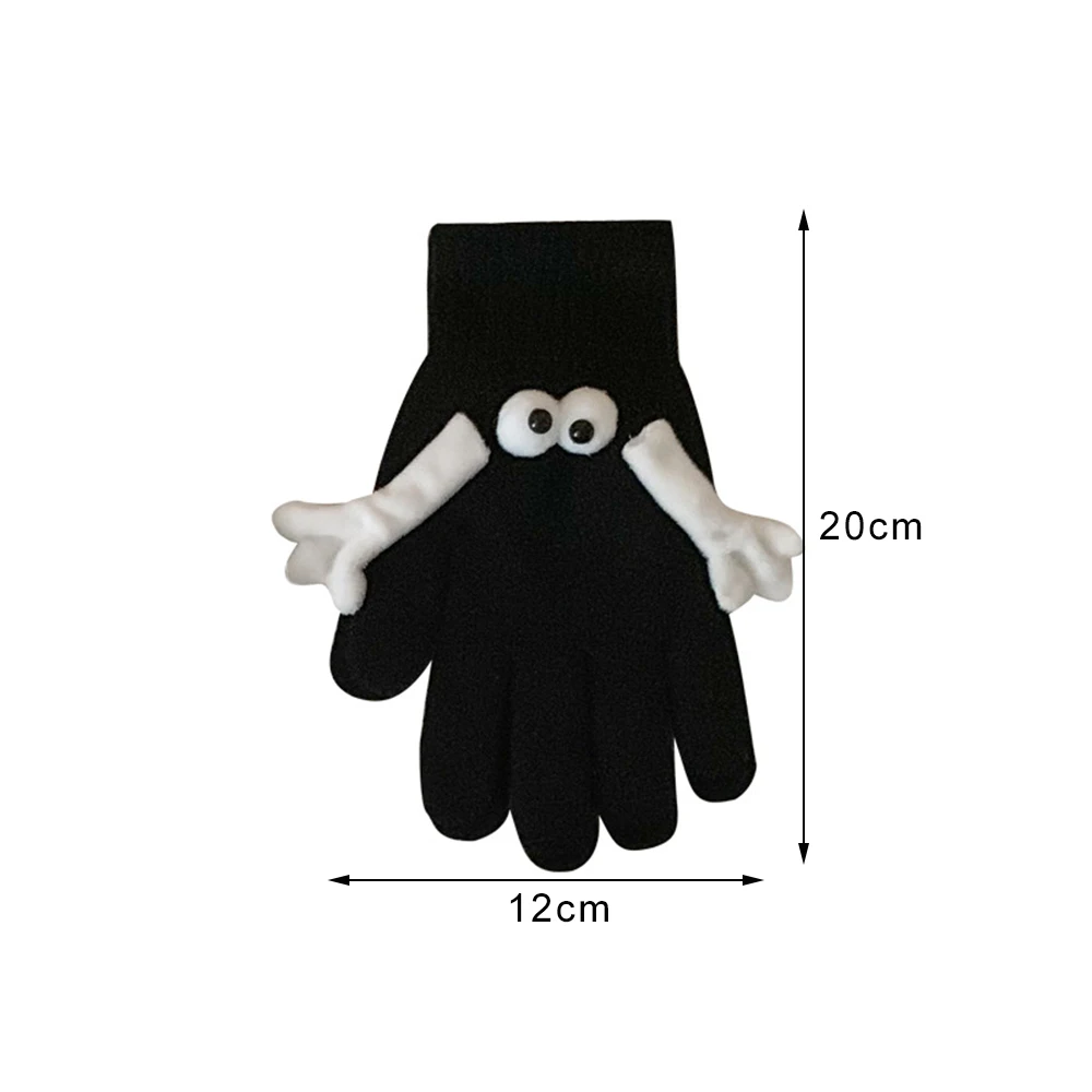 Creative Hand-Holding Gloves Magnet Knitted Holding Couple Gloves Funny Cute Big Eye Full Finger Winter Padded Warm Mittens New