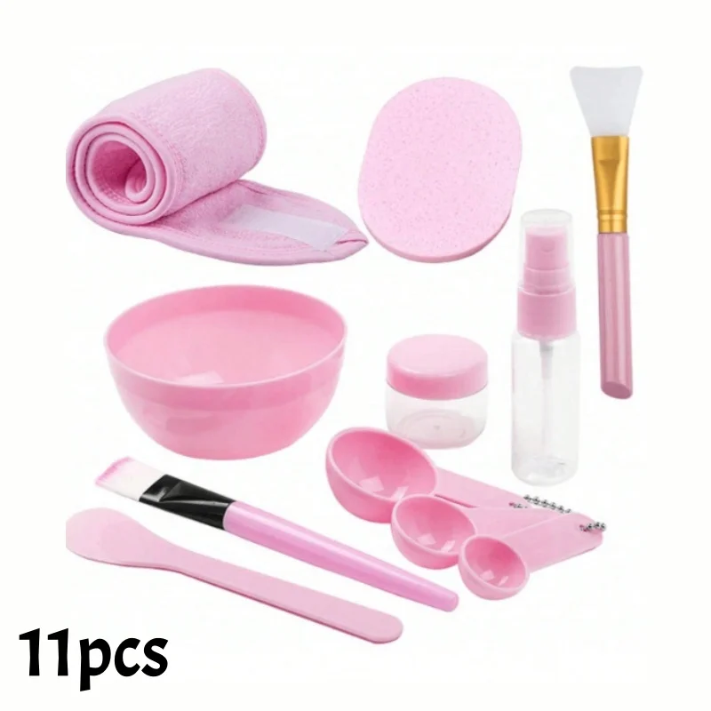 7-11 Stück DIY Gesichtsmaske Herstellung Kit Schüssel Spachtel Pinsel Flasche Puff Handtuch Gesichtsmaske Mischwerkzeug Kit für den Heimgebrauch im Schönheitssalon – Detail 2