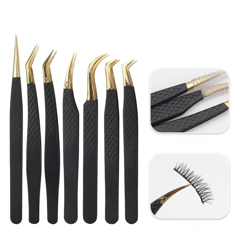 1pcs Makeup Eyelash Tweezers High Precision Clip Nail Drill Eyelash Eyebrow Stainless Steel Tweezers Woman Beauty Tools