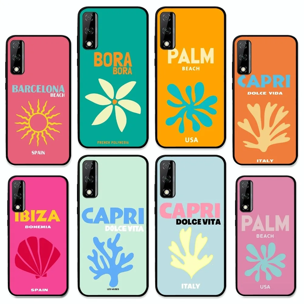 Bali Ibiza Capri Bondi Palm Phone Case For Huawei Y9 6 7 5 Prime Enjoy 7s 7 8 Plus 7a 9e 9plus 8E Lite Psmart Shell