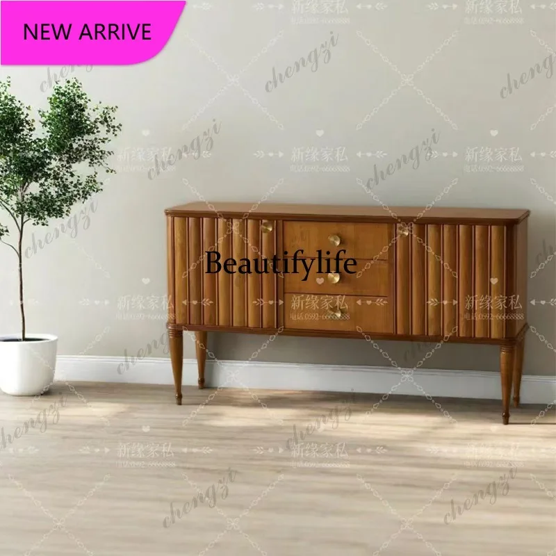 P3  French retro solid wood porch cabinet American living room storage storage cabinet wall decorative cabinet