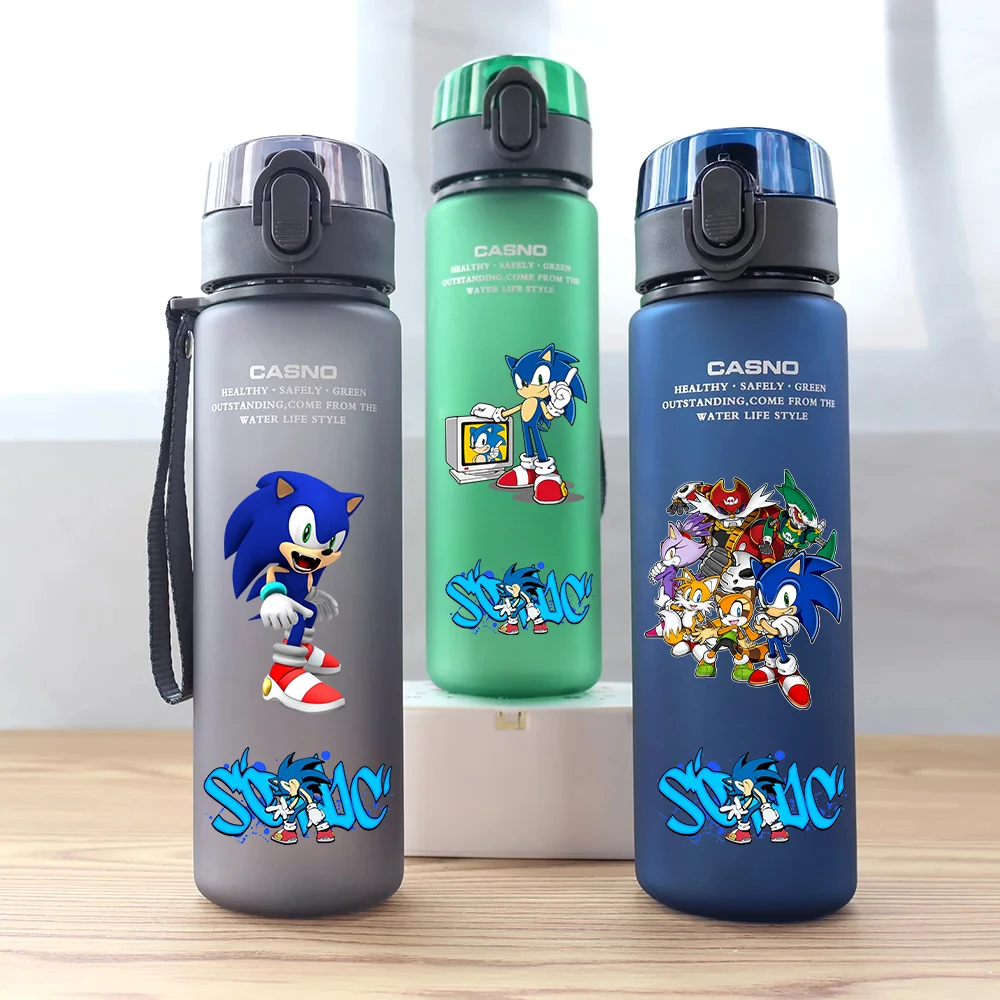 560ML Sonic The Hedgehog Red Green Blue Black Plastic PcLeak Proof Resistant Outdoor Camping Portable Travel Sports Water Cup