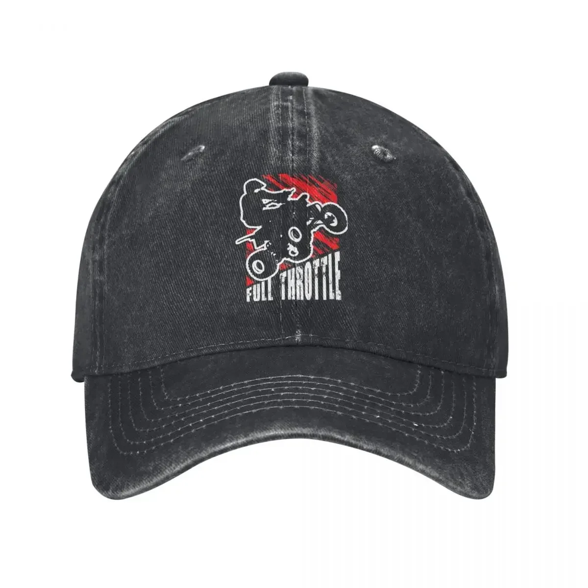 ATV Quad Full Throttle Stunt Baseball Cap Casual Distressed Denim Motor Cafe Racer Headwear Men Women Outdoor Activities Hat Cap