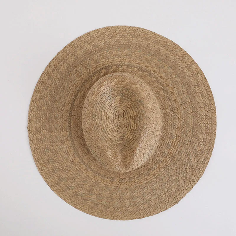 Luxury Designer Summer Weave Palm-leaf Hat Natural Tan Wide Brim Straw Panama Hat Sun Rancher Hat Women Fedora Hat Beach Hat