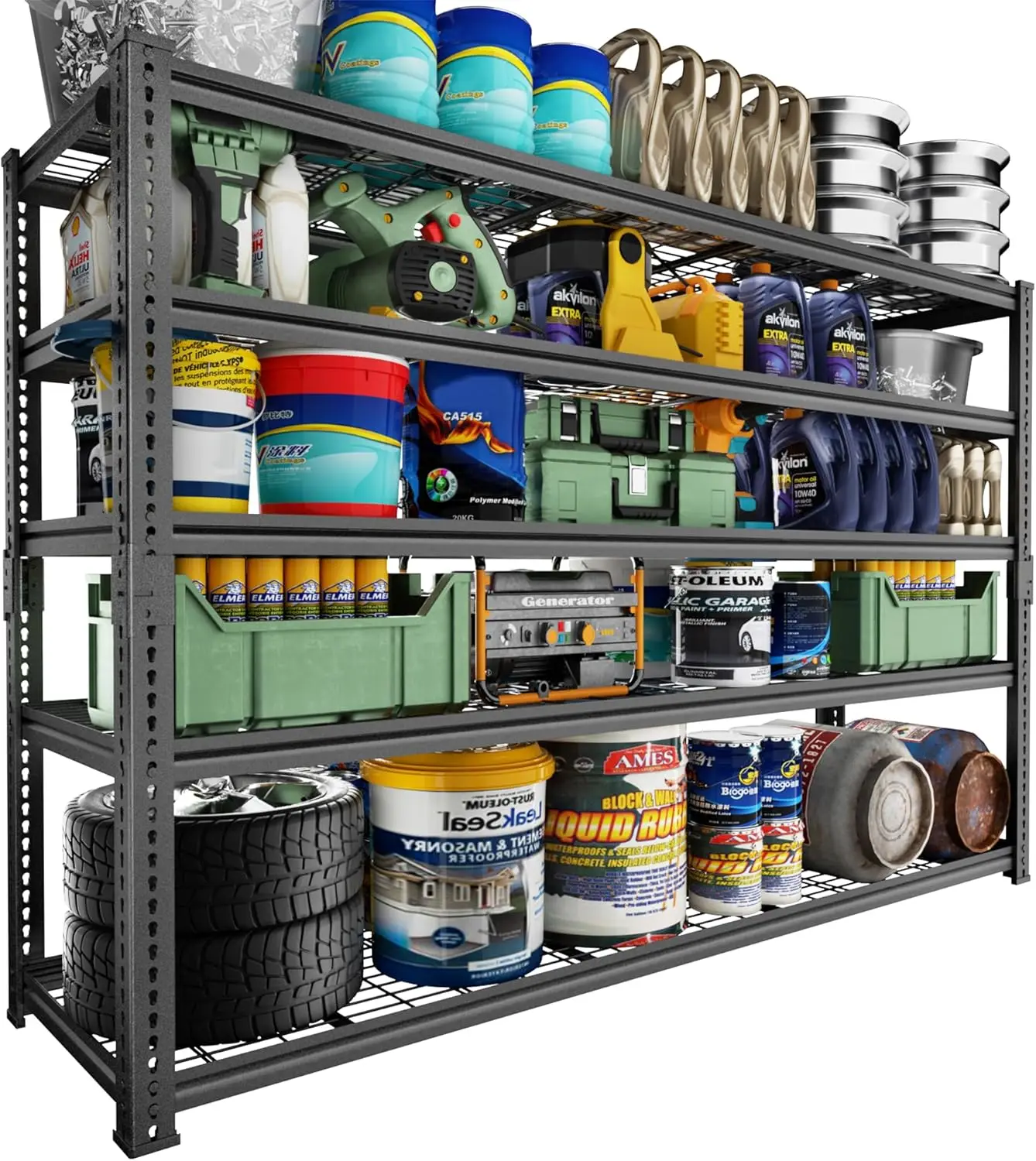 

Garage shelves, 5-layer adjustable metal storage rack, 60 inches long x 24 inches wide x 78 inches