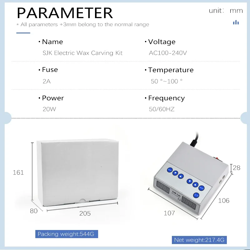 Ultra-thin Lab Digital display Electric Waxer Heat Carving Knife Machine+Double Pen +6 wax Tips Dentistry tools