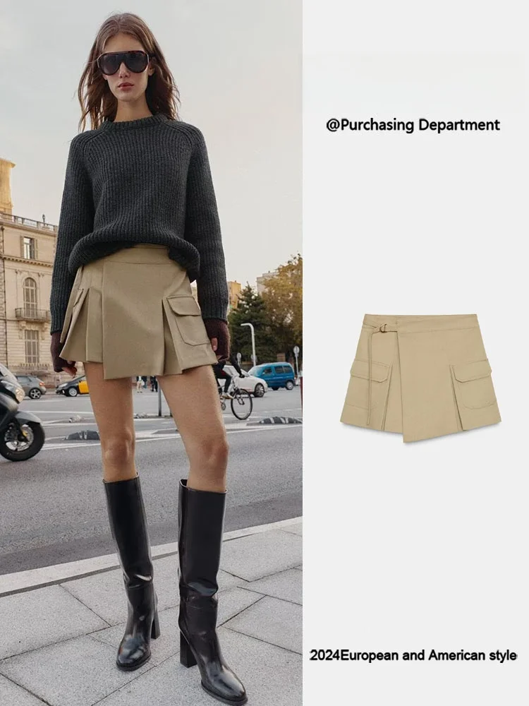 

Faionable, двубортная рабочая юбка с высокой талией, брюки, женское новое поступление, большие размеры, утягивающая зима 2025