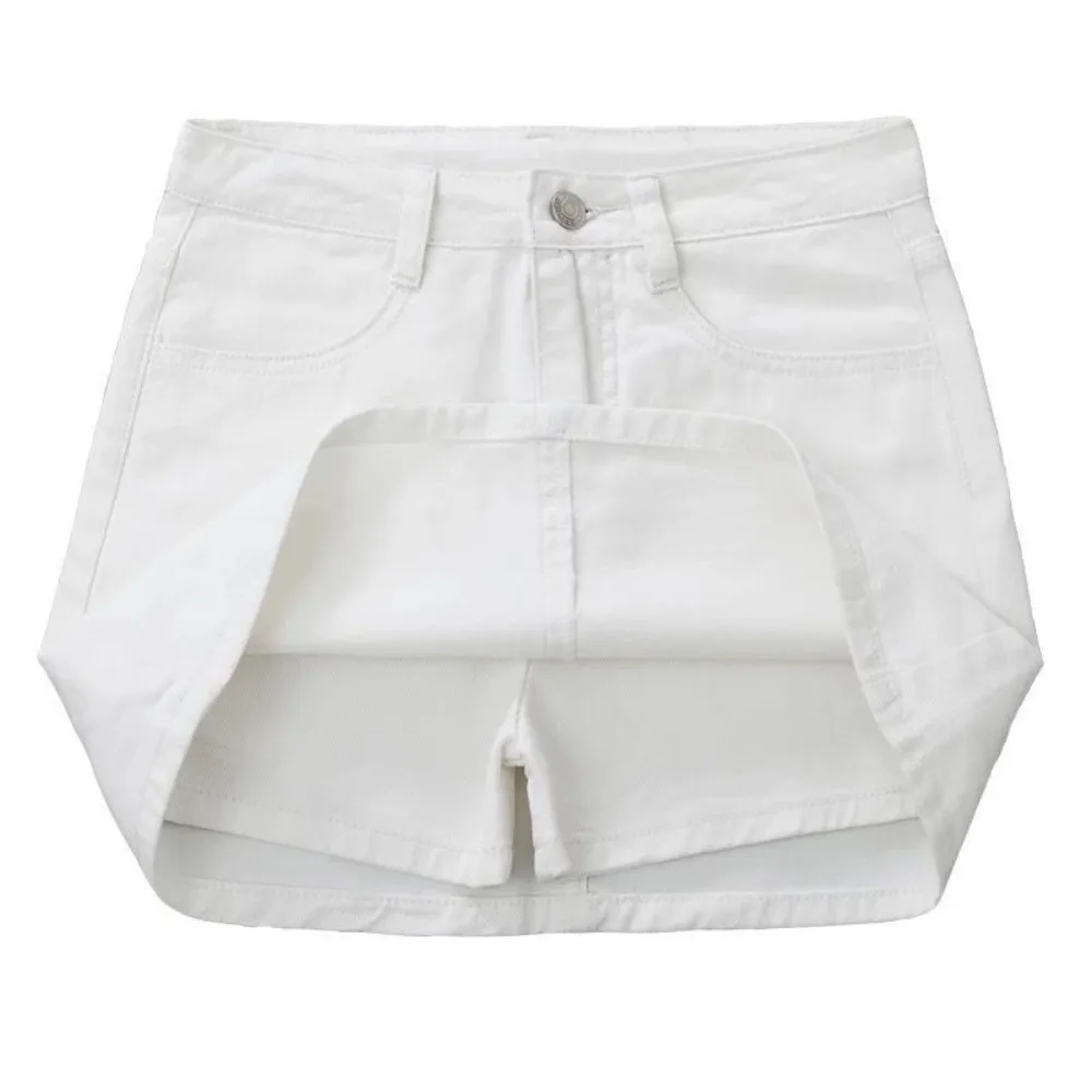 

Includes Shorts Pants High Waist a-line Skirt Wide Leg Basic Denim Shorts Skirt Women High Waist Two Pocket