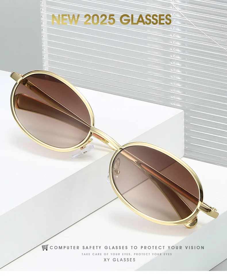 2025, Y2k-Sonnenbrille für Damen und Herren, oval, Punk-Stil, Metall, stilvoll, Sonnenschutz, UV400, Party, Straßenbrille – Detail 1