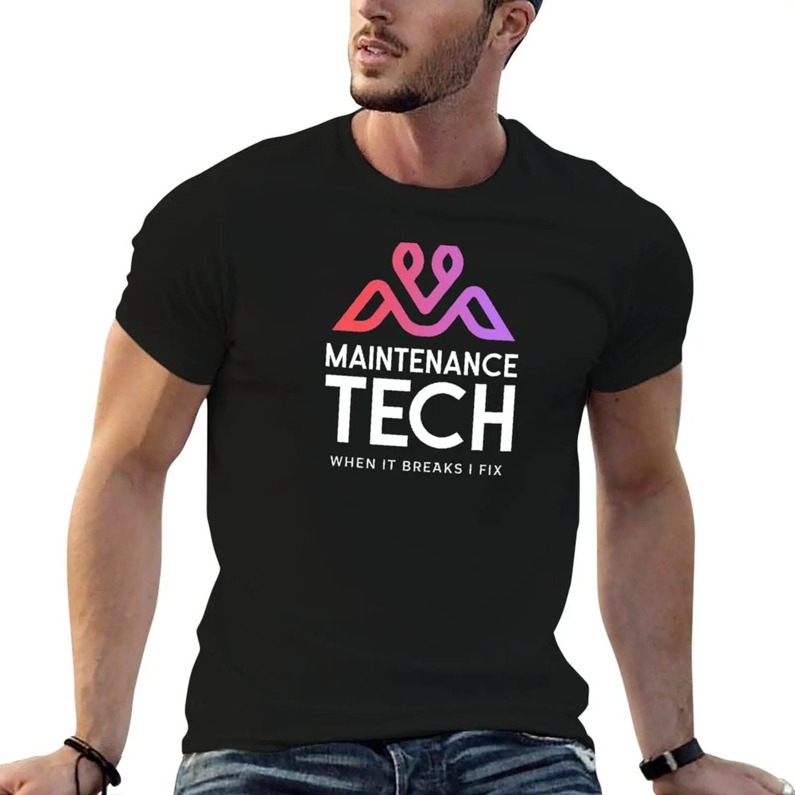 Maintenance Tech when it breaks I fix T-Shirt Man t-shirt korean fashion plain t shirts men