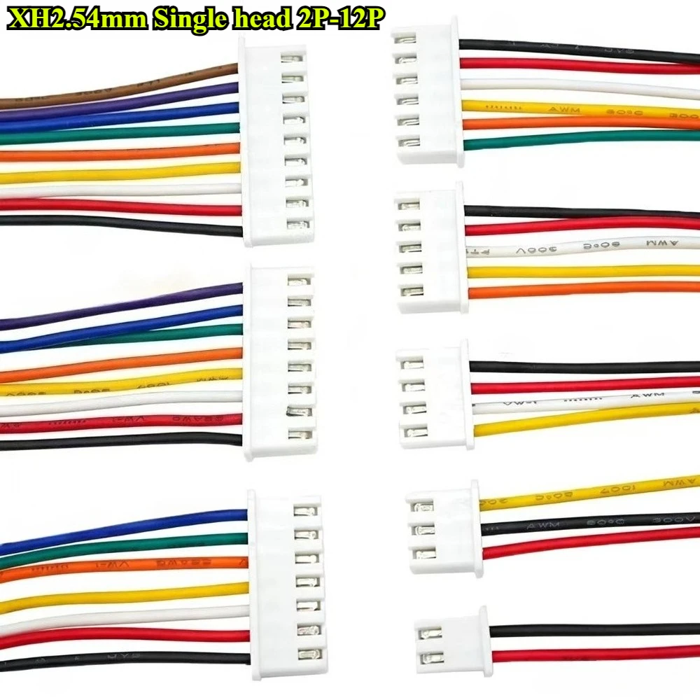 JST XH2.54mm Wire Cable Connector Single head 2P/3P/4P/5P/6P/7P/8P/9P/10P/11P/12P Pin Plug Terminal Wire 10/15/20/30/50cm 26AWG
