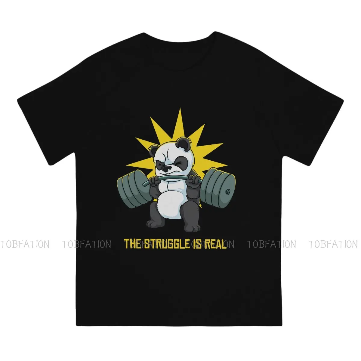 The Struggle is Real Panda Deadlift TShirt Bodybuilding GYM Muscle Training Crossfit Streetwear Casual T Shirt Male Clothes