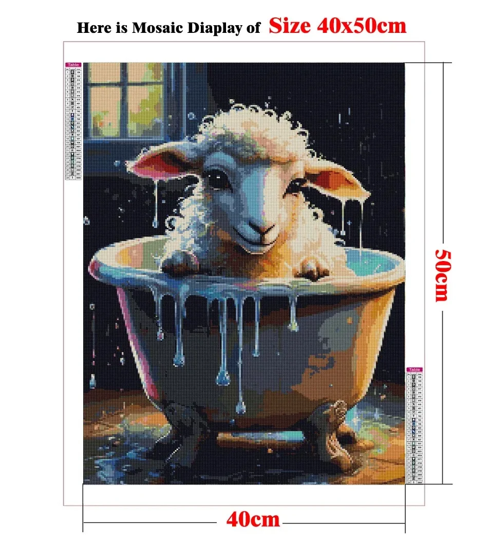 Cute Lamb Diy Diamond Painting AB Drill Full Square Round White Sheep Diamond Embroidery Lovely Baby Goat Mosaic Cross Stitch