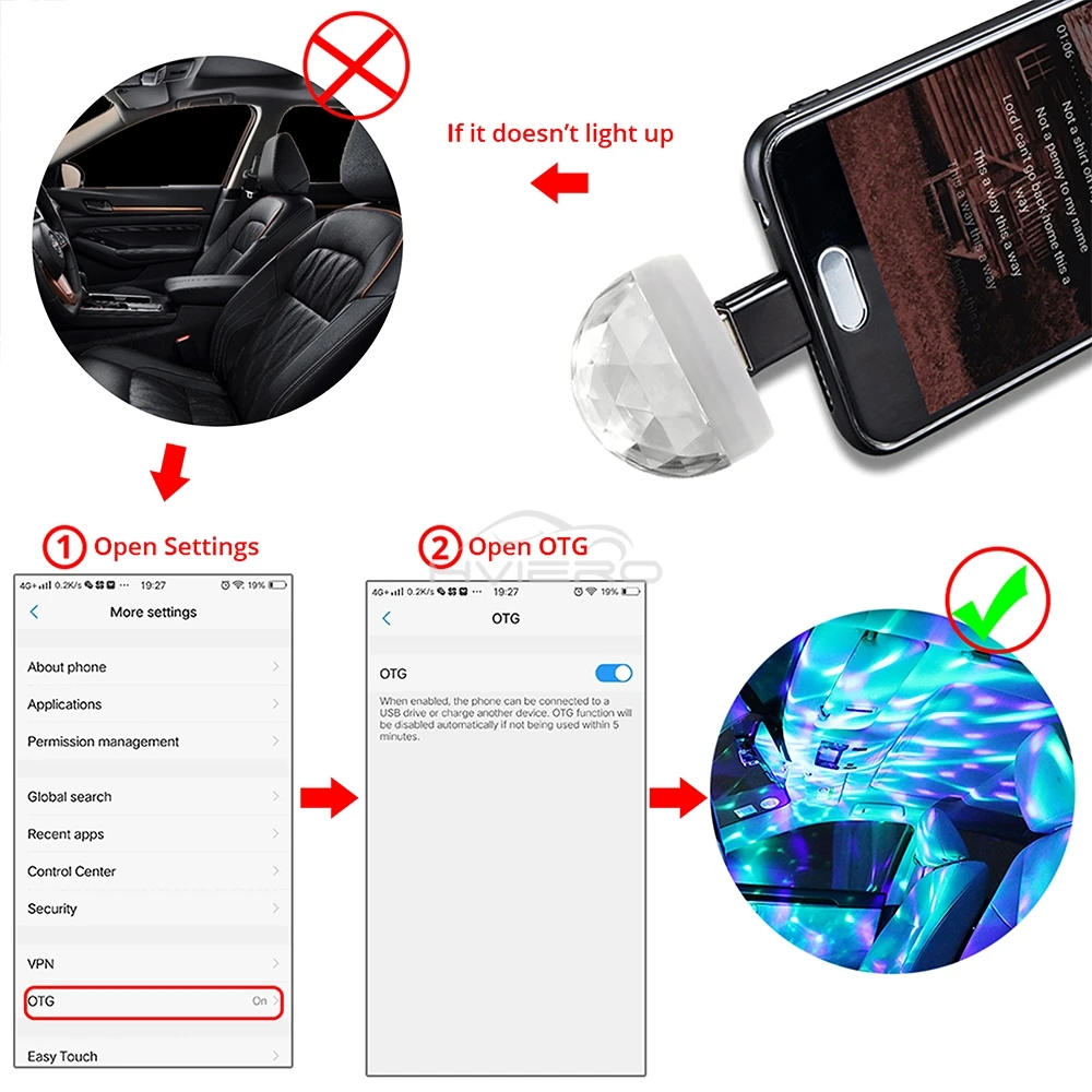 Car Led Auto Lamp USB Ambient Light DJ RGB Mini Colorful Music Sound USB-C Interface IOS Holiday Party Karaoke Atmosphere Bulbs - Image 5