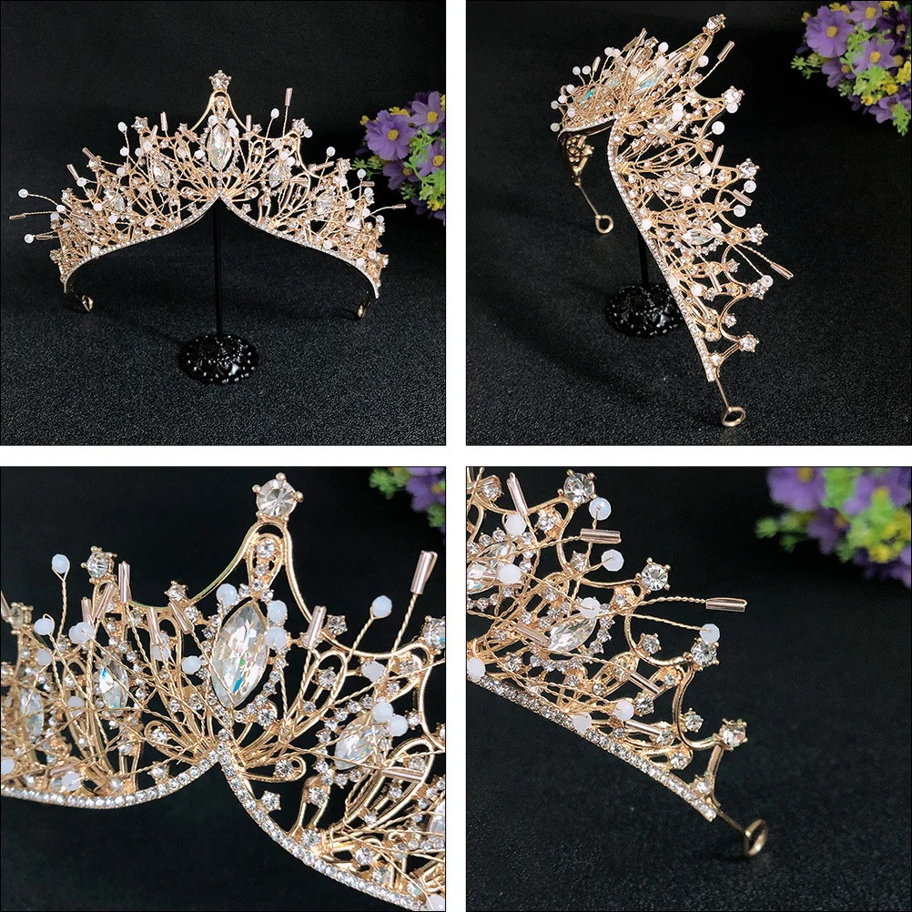 

1Pcs Crown Hair Ornament Large Rhinestones Romantic Scrolls Lightweight Comfortable for Birthday Wedding Party Unique