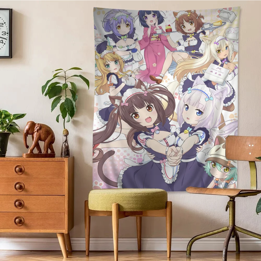 Anime Nekopara Movie Cartoon Tapestry Bohemian Wall Tapestries Mandala Wall Hanging Sheets