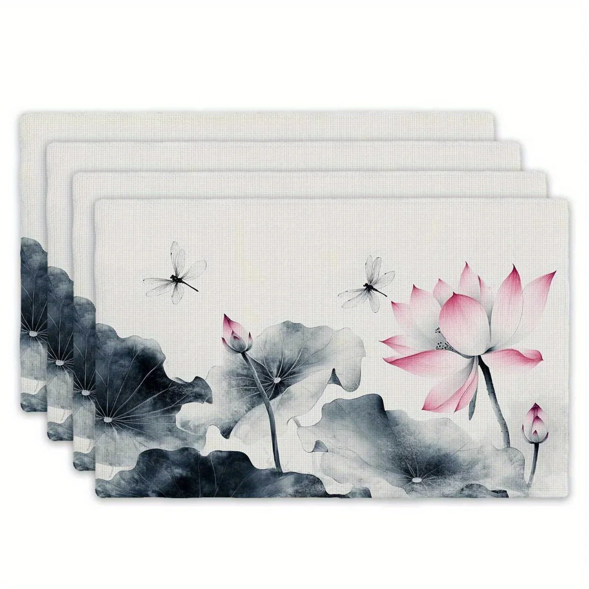 Vintage Lemon Blossom Fruit Botanical Old Script Print Rectangular Placemats Set Retro Farmhouse Kitchen Dining Table Decor Mats