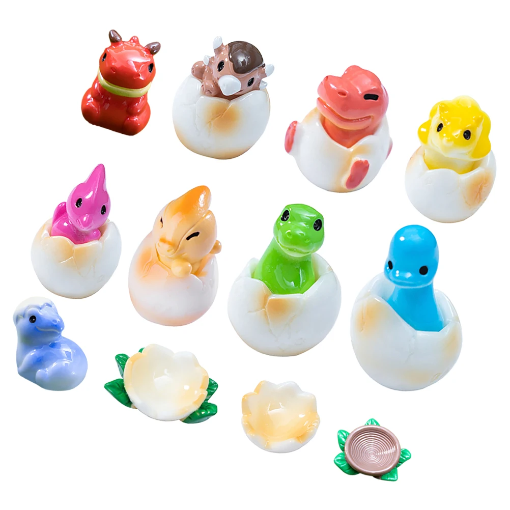 

12 Pcs Dinosaur Pterodes Resin Ornaments Mini Statues Garden Decor Cake Toppers Toys Party Supplies Themed Collection Realistic