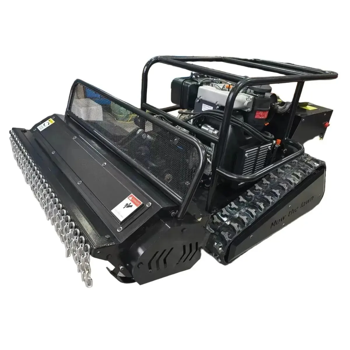 1000mm Electric Adjust Remote Flail Mower 22/25/27HP Loncin 608 Crawler Lawn Mower 60 Degree Slope